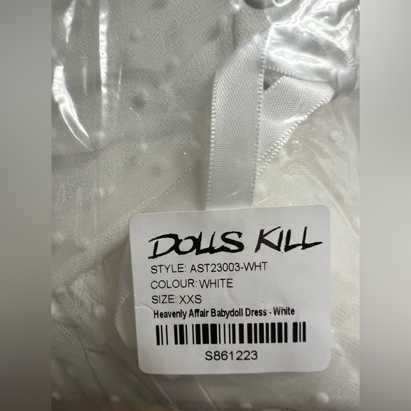 NWT XXS Dolls Kill Sugar Thrillz Heavenly Affair Babydoll Dress in White - Picture 6 of 8
